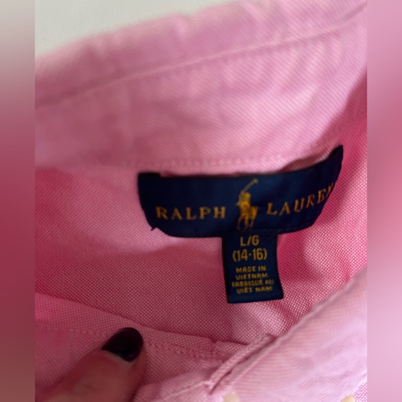 RALPH LAUREN pink cotton button-down boys shirt L 14/16 - Picture 3 of 5